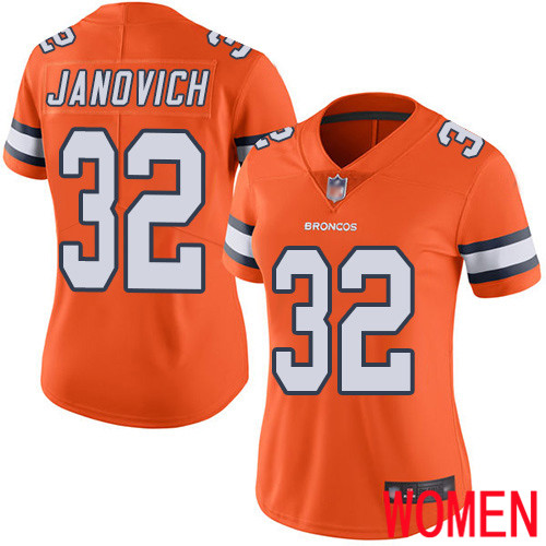 Women Denver Broncos #32 Andy Janovich Limited Orange Rush Vapor Untouchable Football NFL Jersey